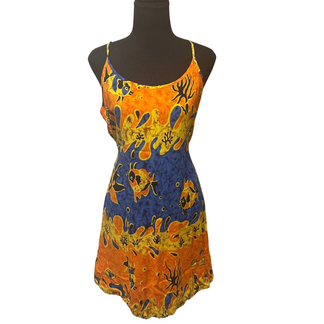 Vestiti: 90s Midi Summer Dress Fish Pattern M/L – Usato da Zofingen venduto da JumpInVintage