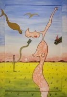 Surreales Gemälde: Gemeine Wüste