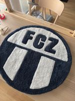 FC Zürich Logo handgemachter Teppich 80cm Durchmesser