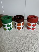 3 Vintage dänische Vorratsdosen Apfelmuster grün,braun,ro