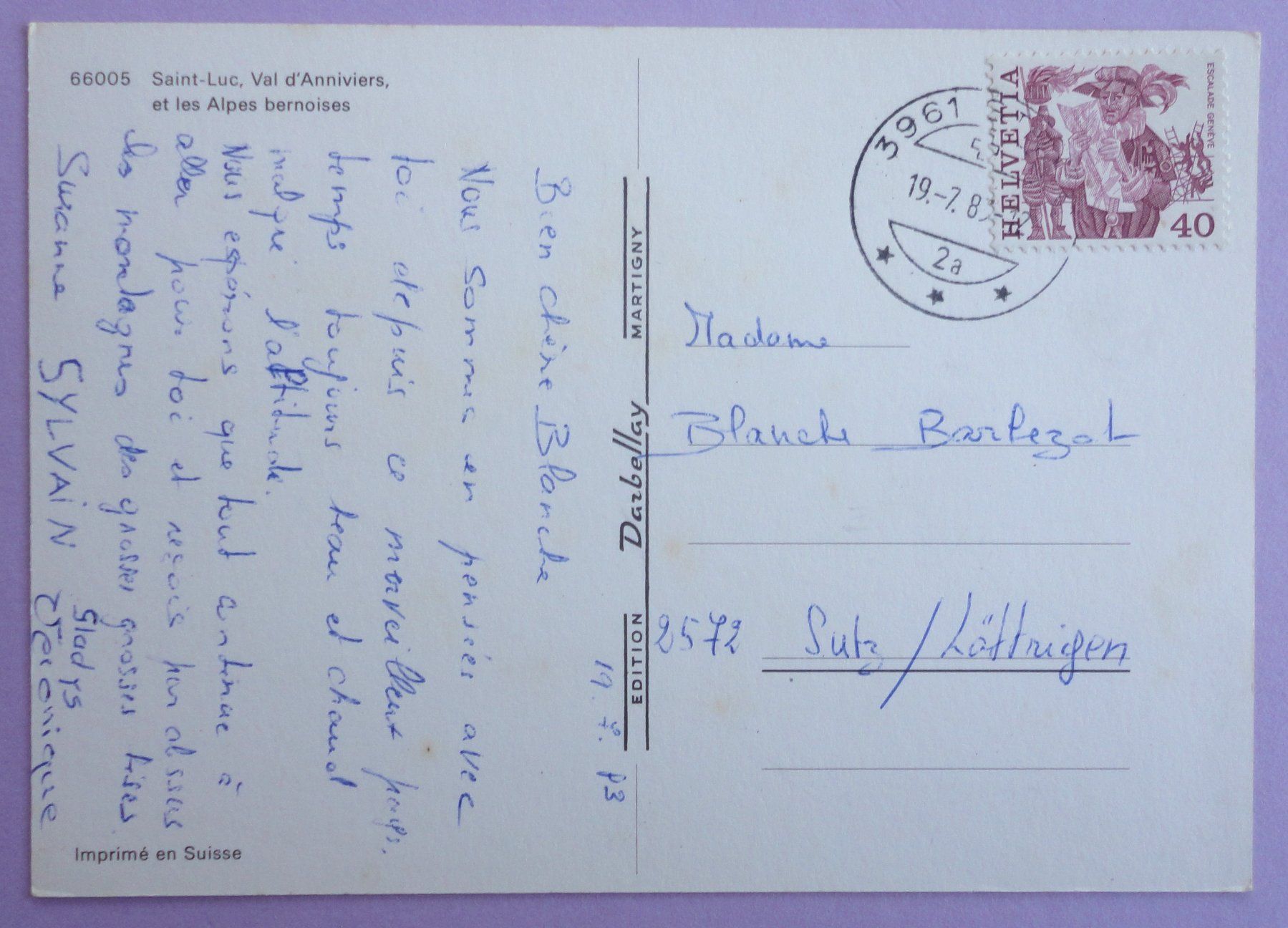 Cartes postales: Saint-Luc, Val d' Anniviers – D'occasion à Fétigny par Billy2miny 1