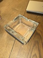 Edler Vintage Aschenbecher aus Glas mit Leder - Rarität! (Q)