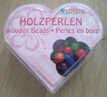 Bunte Holzperlen Lorenz Herzbox Fädelperlen Holzspielzeug