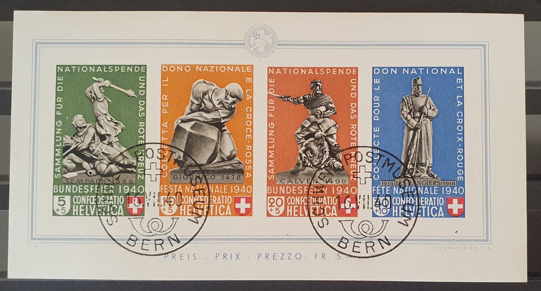 Tutti i francobolli: Pro Patria Block 1940 ET - Postmuseum – Usato da Kreuzlingen venduto da Rschweiz1