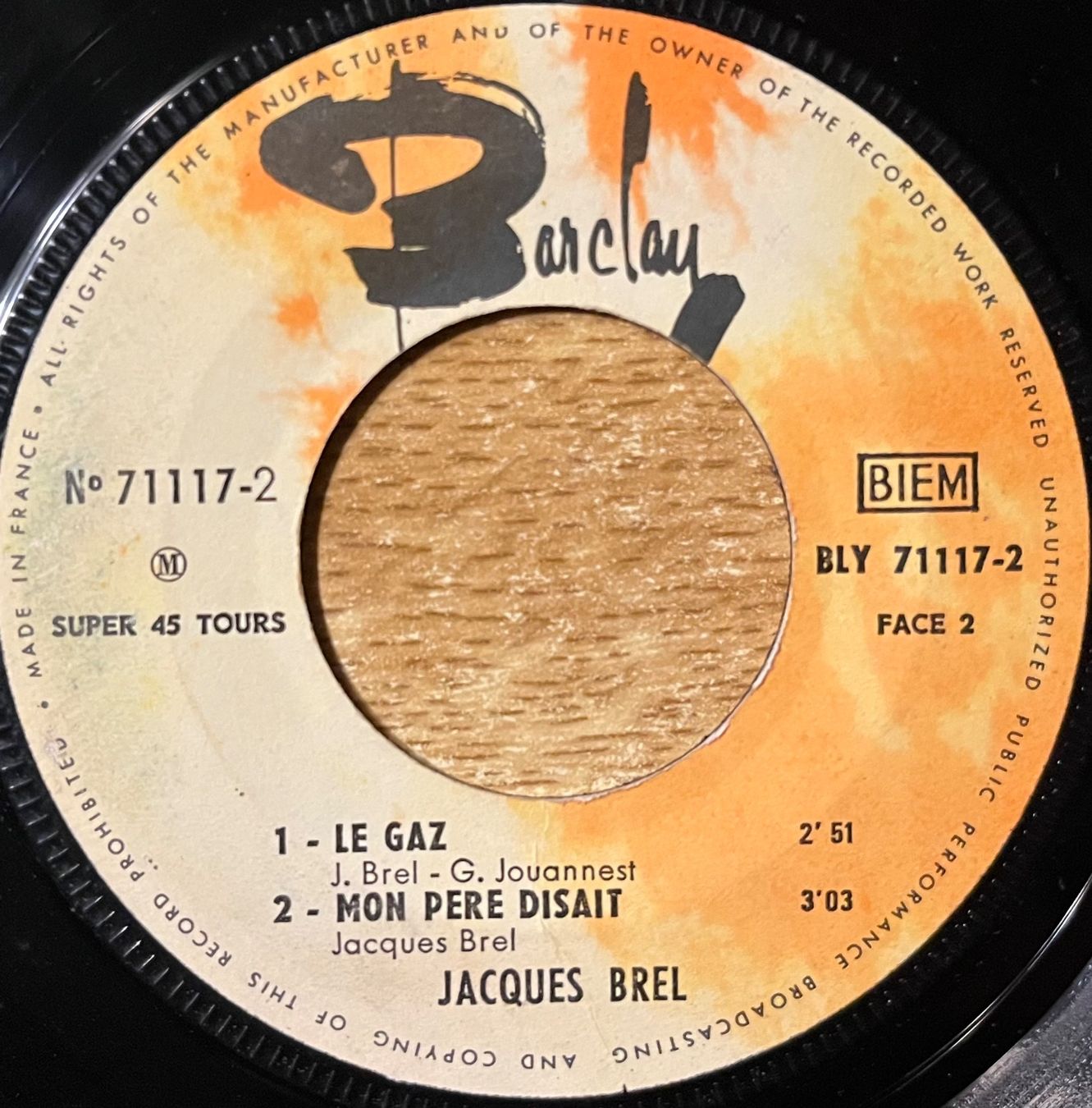 Vinyles: JACQUES BREL - MON ENFANCE – D'occasion à Bussigny par vinyl-pas-cher 3