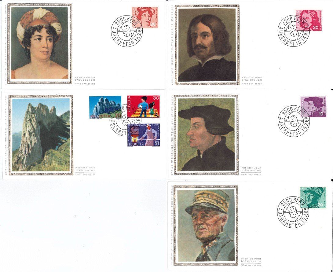 Tutti i francobolli: 5 FDCs mit CH Portraits – Usato da Bellach venduto da qsearch