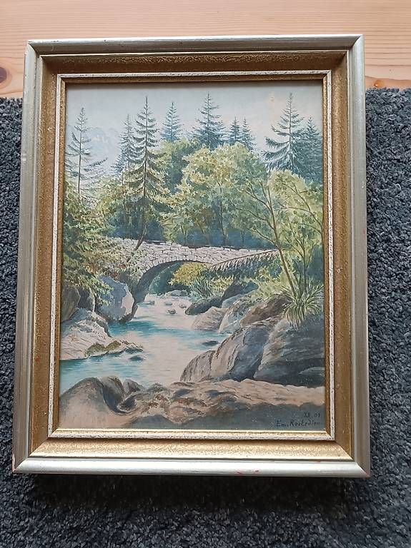 Dipinti: Em. Rochodient  Gemälde Fluss Brücke mit Rahmen – Usato da Zürich venduto da bre_7hlh