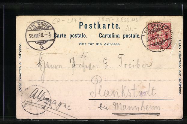 Ansichtskarten: Litho Champ du Moulin, Hotel, Pension Se – Gebraucht aus Berlin von bartko-reher 1