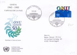 1 lettre et Timbre Specials: 50ans de LONU a Genéve 1995