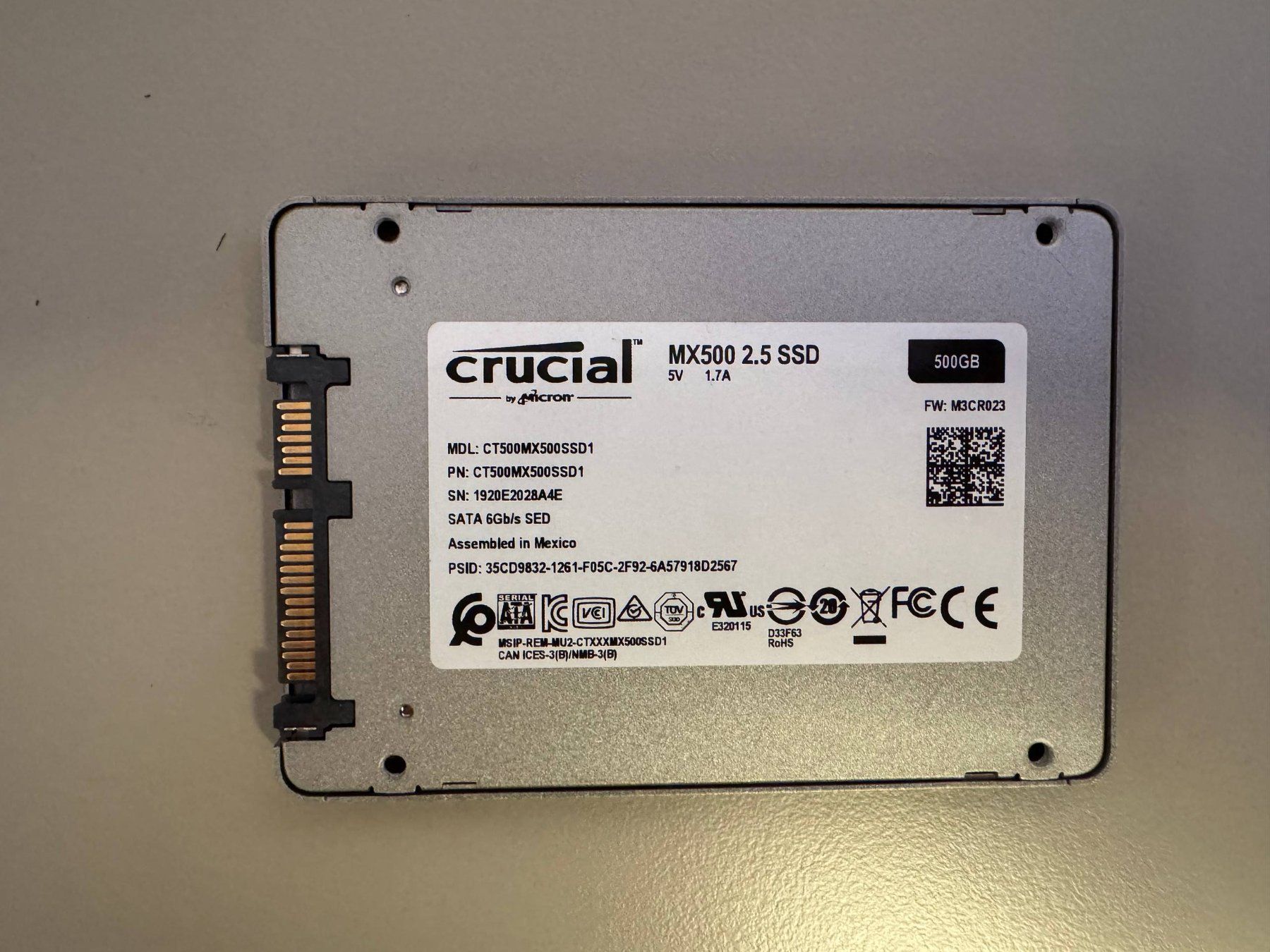 SSD SATA Crucial MX500 500 Go 2.5