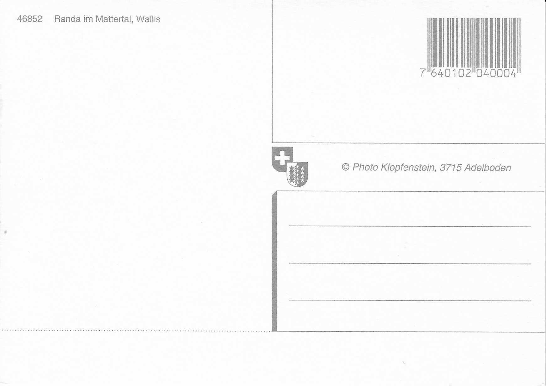 Ansichtskarten: Randa im Mattertal – Neu (gemäss Beschreibung) aus Rothrist von Stranglehold 1