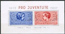 1937  Jubiläums-Block  PRO JUVENUTE  postfrisch  SBK 12.00
