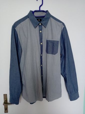 YES or NO Herrenhemd Gr. L (41/42) blau gestreift