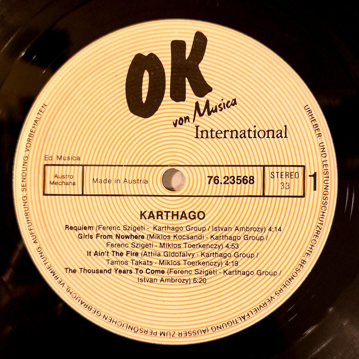 Dischi in vinile: Karthago - " Requiem" (LP - Rock 1983)) – Usato da Sargans venduto da Botanico 5
