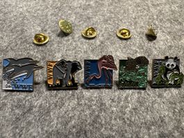 WWF Pin Set 5 Tiere guter Zustand
