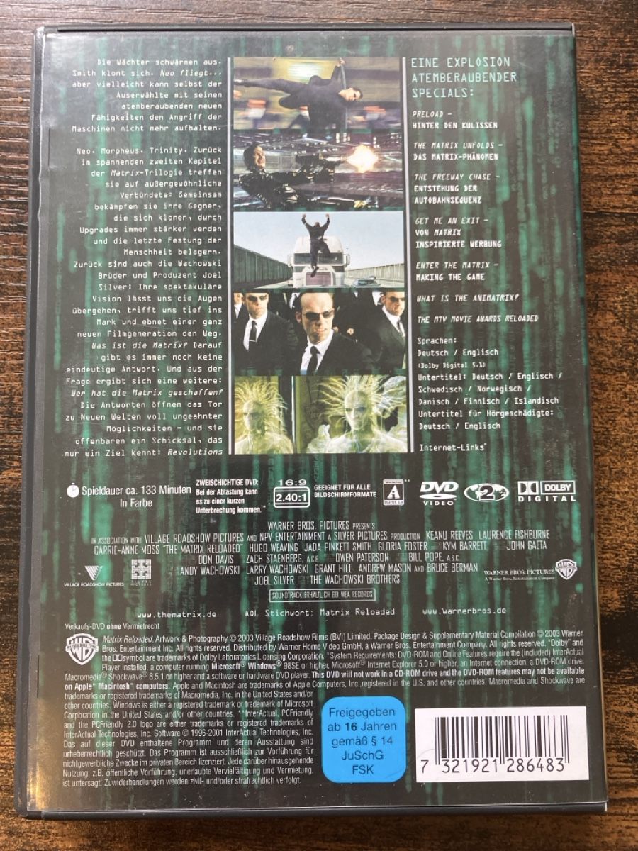 Tutti i DVDs: Matrix Reloaded DVD – Usato da Glarus venduto da Jhuber78 1
