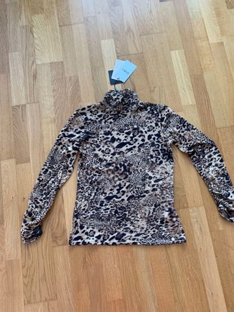Rollkragen Oberteil Pullover Leo Leopardenmuster XS