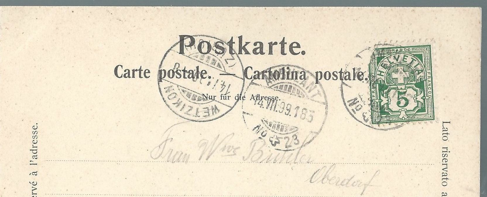 Cartoline postali: Luzern Lucerne Musegg 14.07.1899 – Usato da Montenol venduto da Vernier2 1