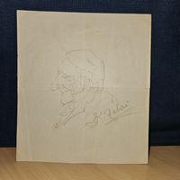 Originale Karikatur Zeichnung von K. Gehri, signiert