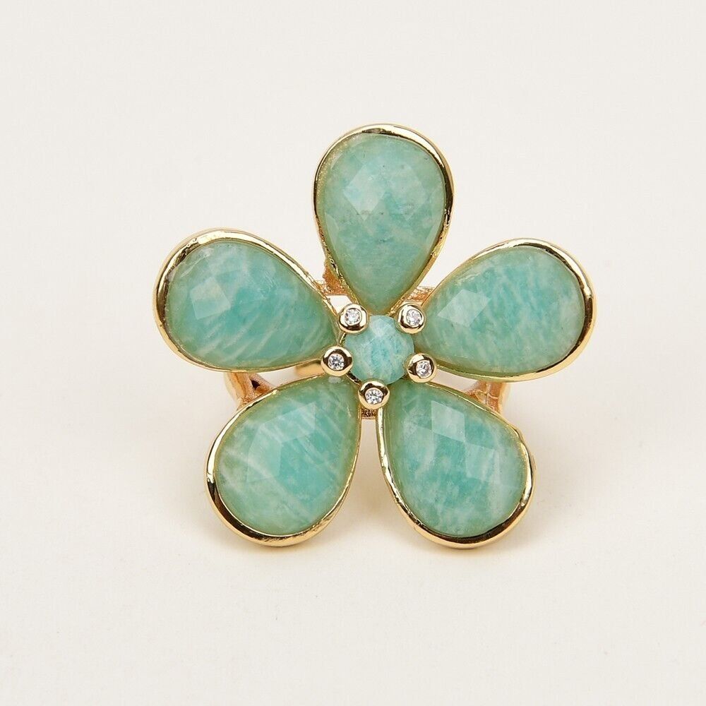 Ringe: SALE Amazonit Ring Grösse US Bague Fleur Gr. 60 ajustable – Neu (gemäss Beschreibung) aus Prilly von ilyria73 1