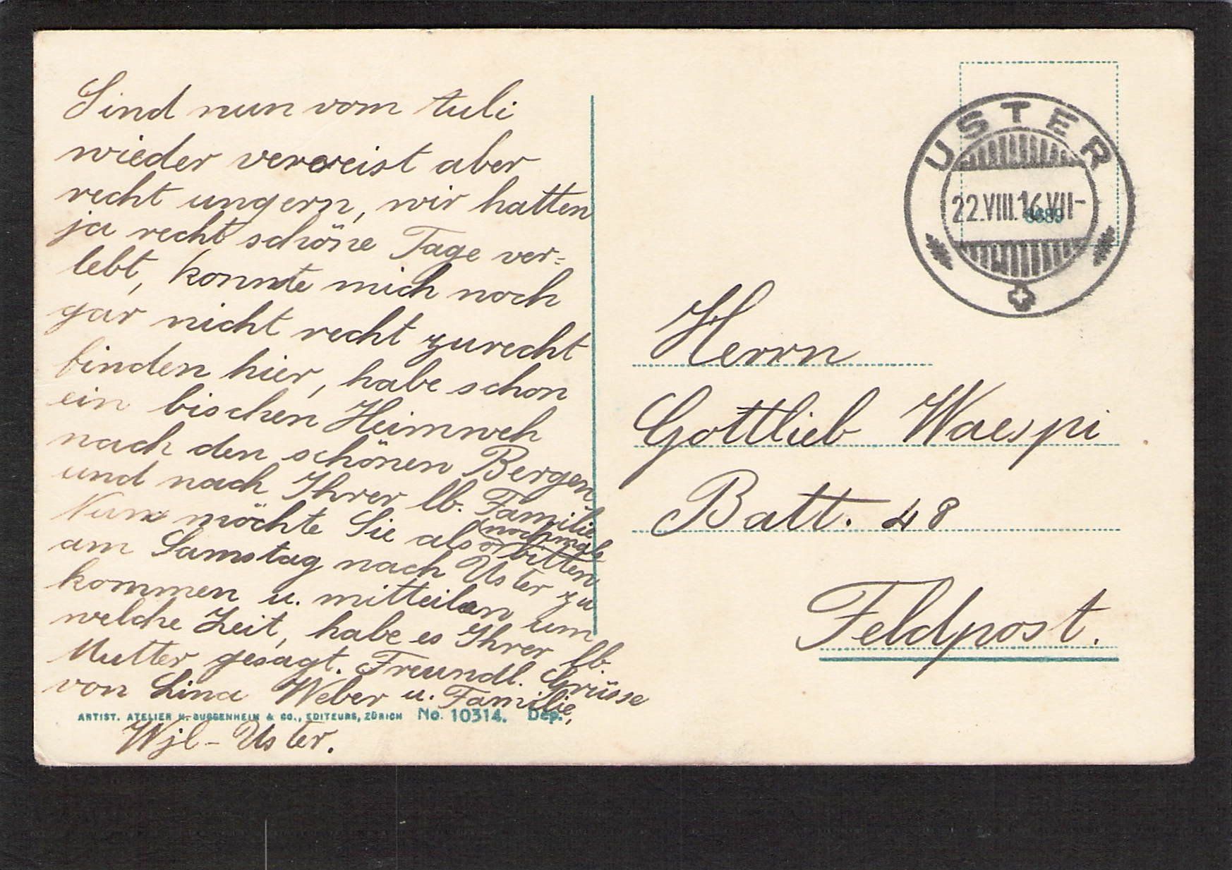Cartoline postali: #Uster , Kirche und Schloss , gel. 1916 – Usato da Reichenburg venduto da Pipo-67 1