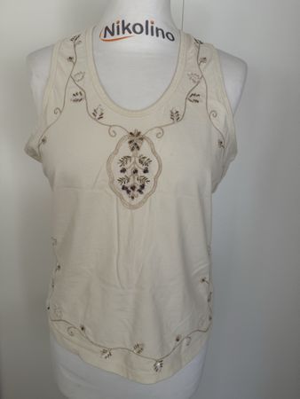 Tanktop bestickt creme 95% Baumwolle