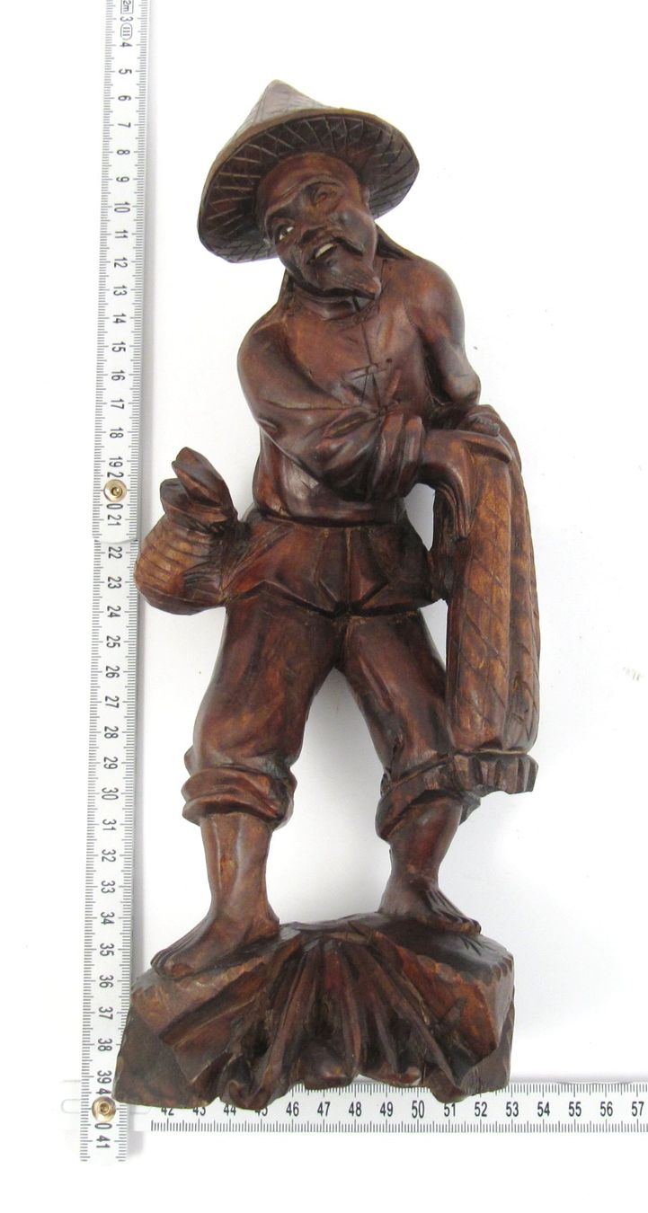 Statuette: Holz OKIMONO eines Netzfischers – Usato da Meinisberg venduto da duveen 6