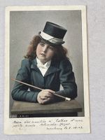 Vintage Postkarte um 1903, Magd, Zylinder,