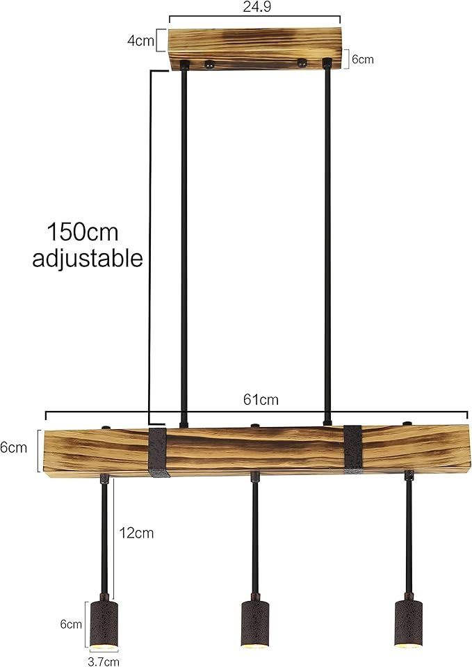Kronleuchter & Deckenlampen: 25W Holz Pendelleuchte Vintage Hängelampe Retro Holzbalken – Neu und originalverpackt aus Herisau von Serenco 4