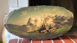 🌟 Antikes Souvenir Wengen "Wengernalp" Kühe Berge Eiger 🌟