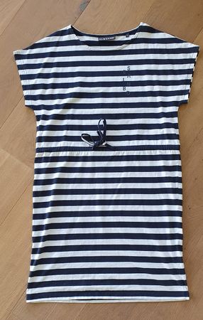 "Elbsand" Kleid blau/weiss gestreift mit Kordel, Gr. L