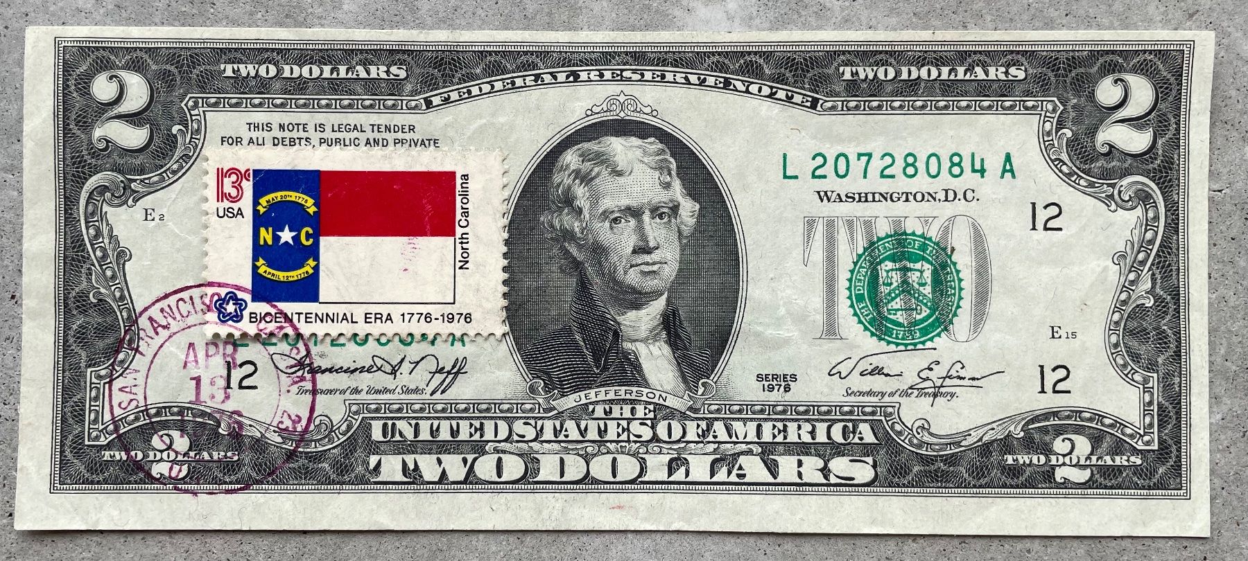 Banconote: 2 US-Dollar 1976 Erstausgabe – Usato da Meilen venduto da coins4sale