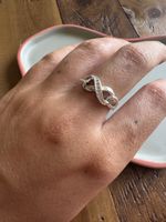 Versilberter Ring 925 Unendlichkeitszeichen mit Zirkonia neu