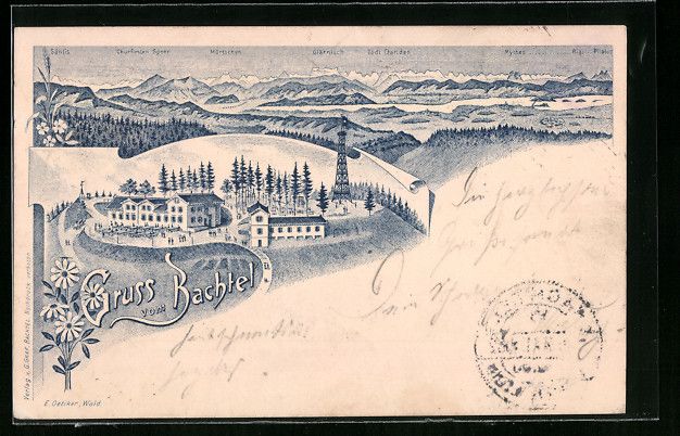 Cartoline postali: Litho Hinwil, Gruss vom Bachtel und Berg – Usato da Berlin venduto da bartko-reher
