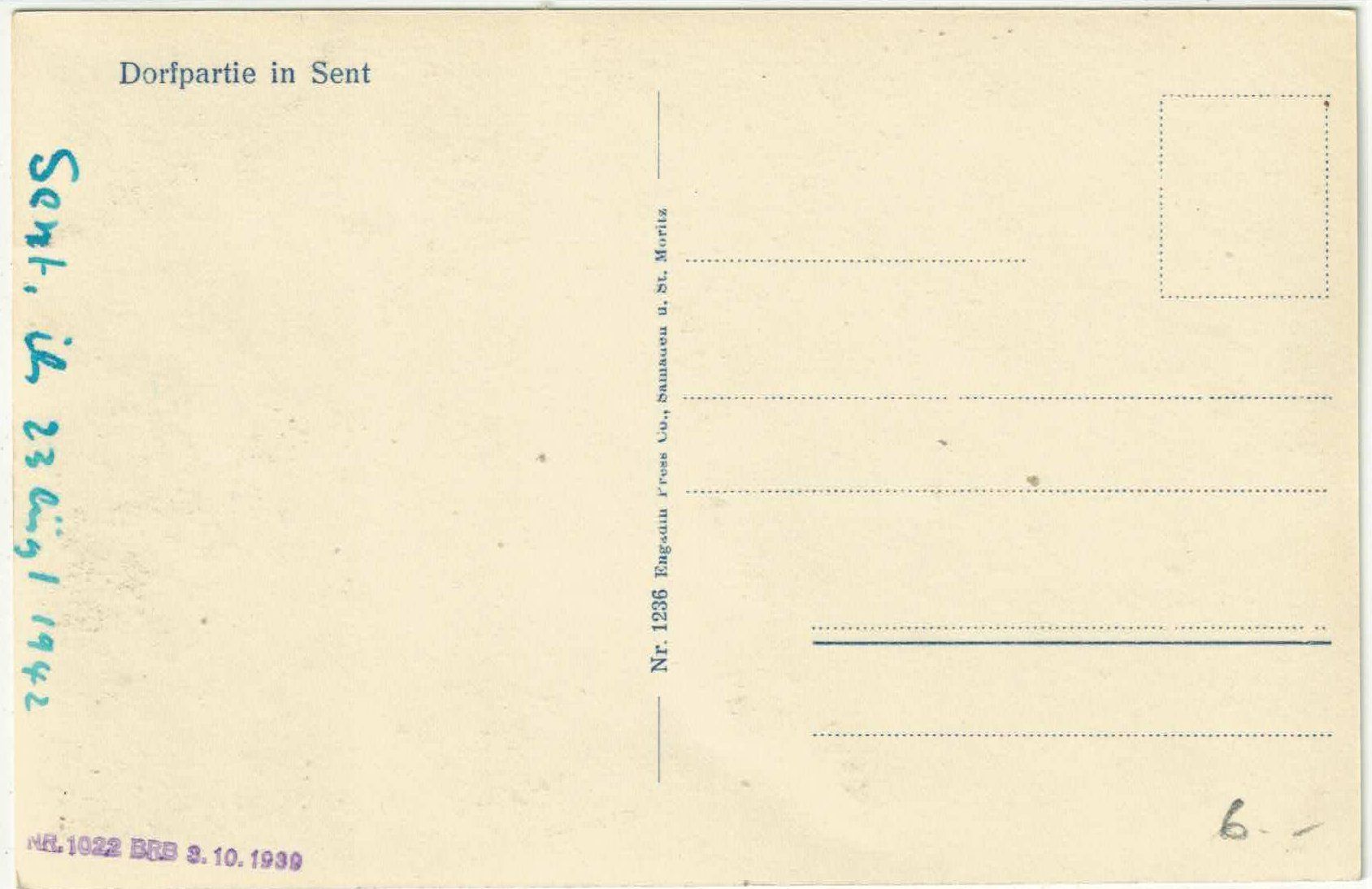Cartoline postali: Dorfpartie in Sent – Usato da Ettingen venduto da Kartenplanet 1