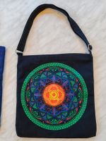 Handbemalte stabile Baumwoll Tasche mit Mandala
