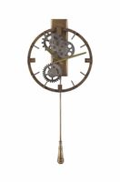 Wanduhr im Industrie Design mit Pendel goldfarben neu