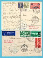 4 Flugpost-Belege ZH-SION 2.VIII.37 mit A-Post Stempel !