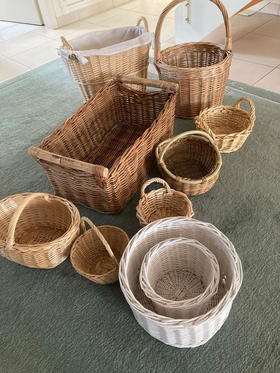 4 Stück Poly-Weidenkörbe 40,6 Cm – Kaffeefarbene Brotkörbe Aus PP, Stapelbar, Spülmaschinenfest