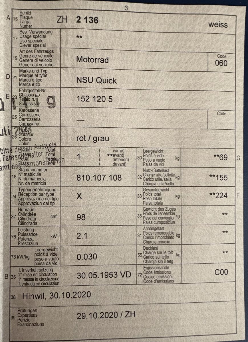 Strasse: NSU Quick – Gebraucht aus Russikon von beissser 9