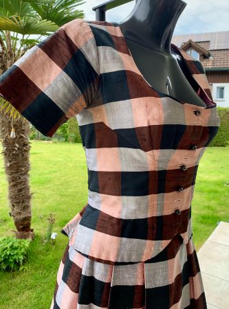 2 tlg. Dirndl Kleid = Mieder+Rock Tracht Wild Seide Gr.34 36