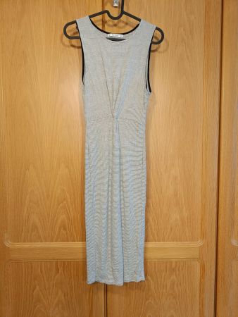 Gestreiftes Midi Kleid Schwarz Weiss | Grösse M