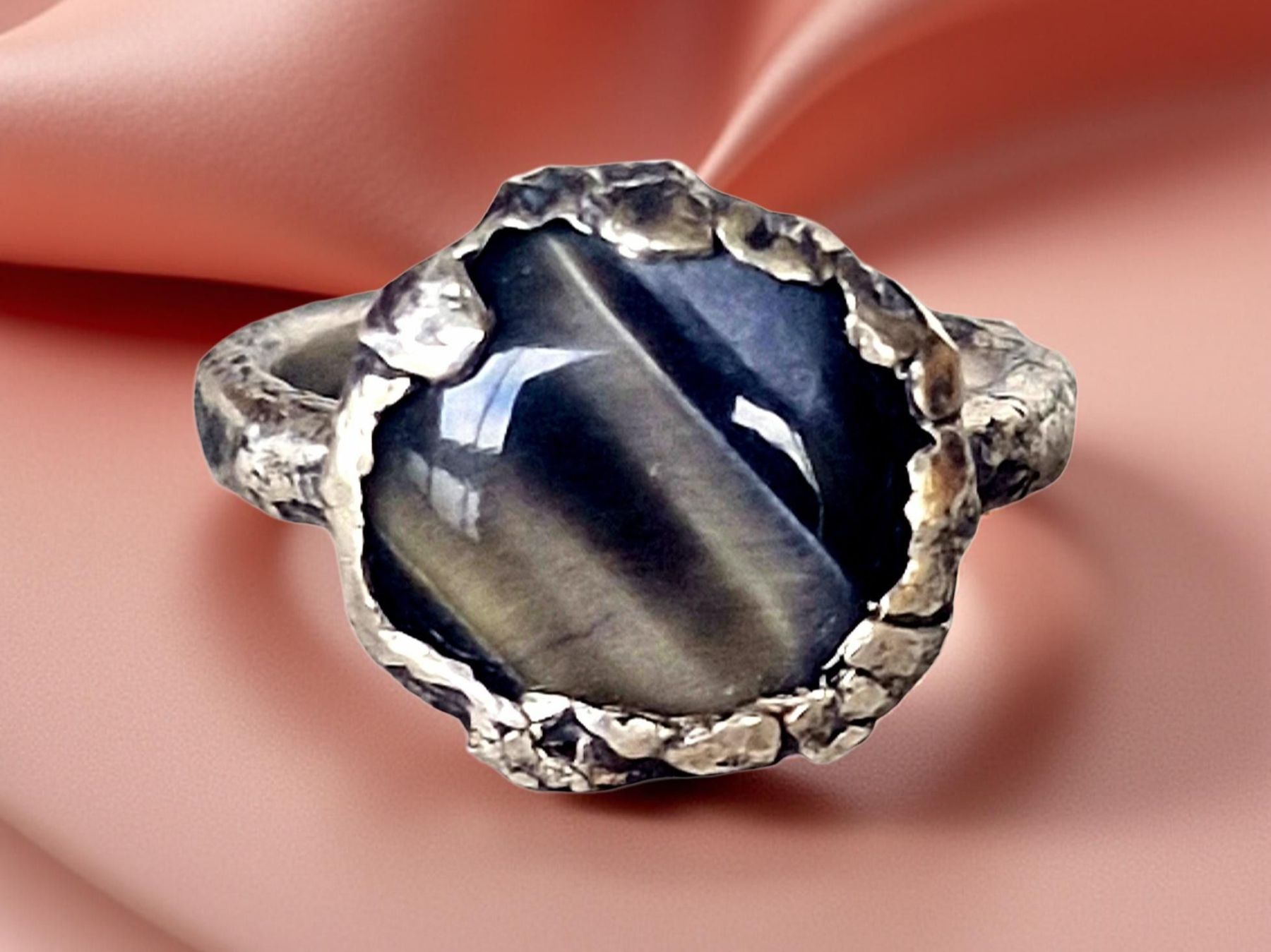 Bagues: Statement-Ring Silber & Katzenauge, Grösse 59, Einzelstück – Neuf avec emballage d'origine à Aarau par Schmuckhoehle_MD 1