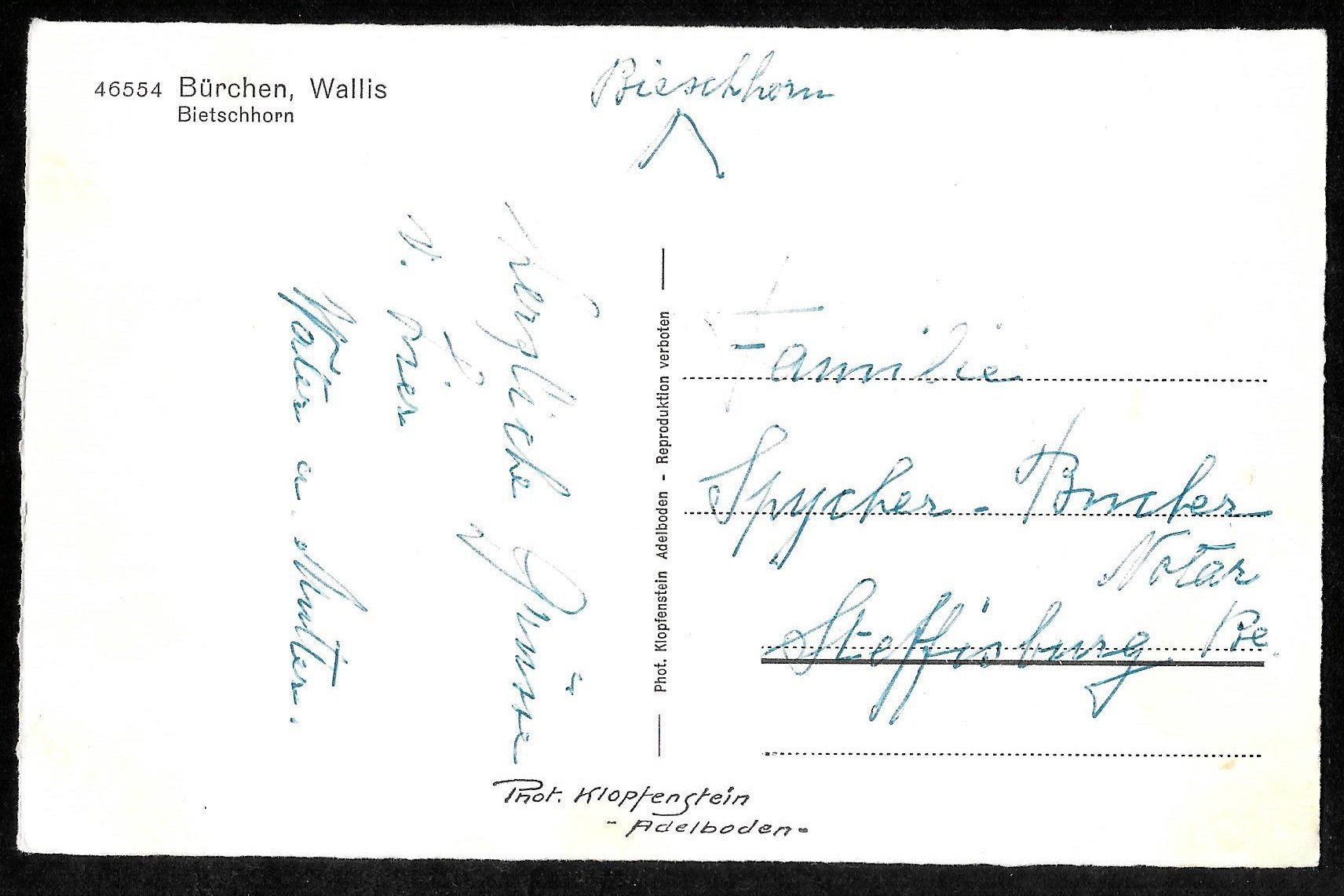 Cartoline postali: Bürchen Dorfansicht mit Bietschhorn – Usato da Olten venduto da clotaldi 1