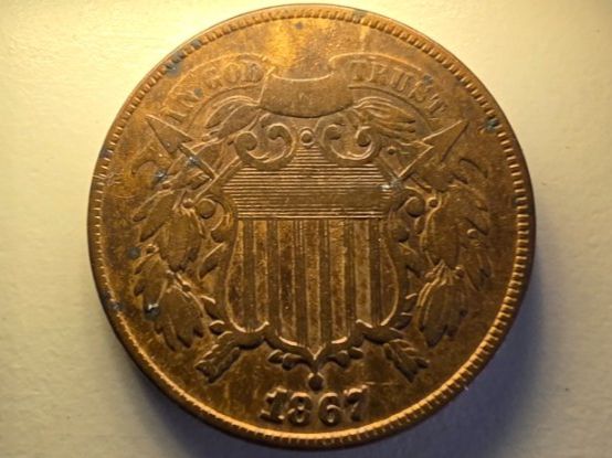 Tutti le monete: USA 2 Cent, 1867, Plain Edge  VF40-VF45 – Usato da Walchwil venduto da Evans67