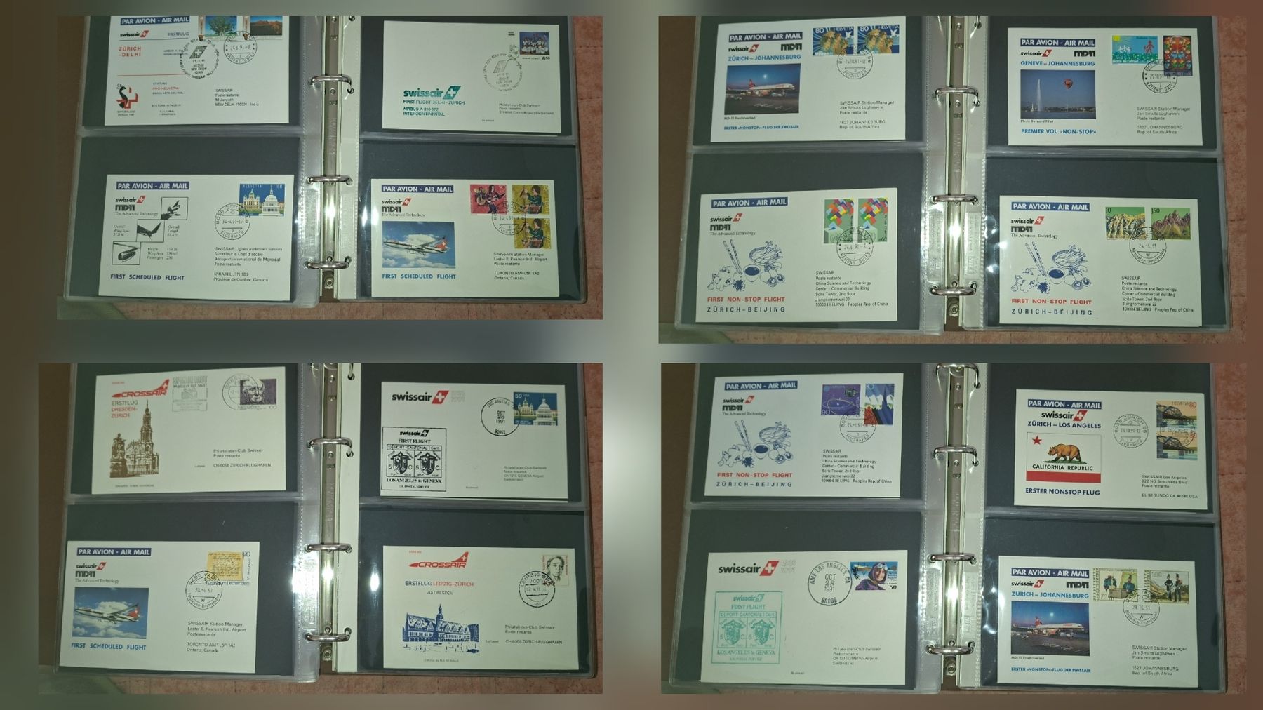 Alle Briefmarken: Album mit 76 Flugbriefe / Swissair – Gebraucht aus Balgach von SIMEON27 2