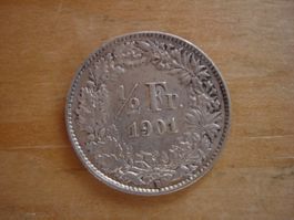 (C1) 1/2 Franken 1901 VZ-UNZ