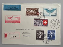 1939 Einges. Luftpost-Brief Aeroporto Doganale Locarno