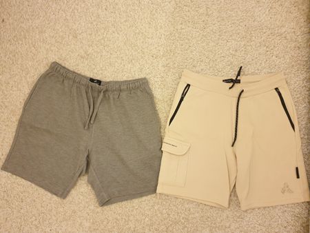 Shorts 2pièces, M, beige, gris, coton 97%, très bon état
