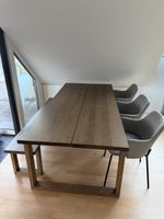 Esstisch Holz dunkel mit Bank / drei Stühlen gebraucht / 1J.